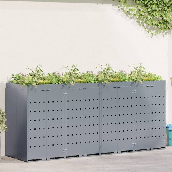 Úložný box na 4 popelnice Světle šedá 272 x 77,5 x 121,5 cm
