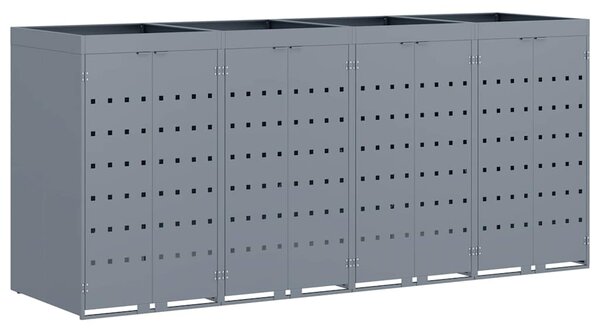 Úložný box na 4 popelnice Světle šedá 272 x 77,5 x 121,5 cm