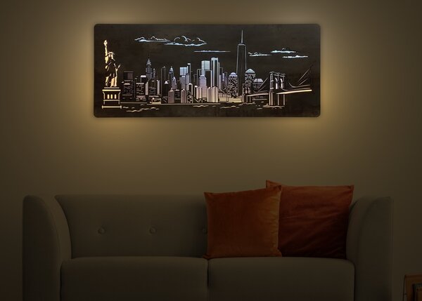 "New York" světelný obraz 230V 120x50cm provedení povrchu: dub světlý
