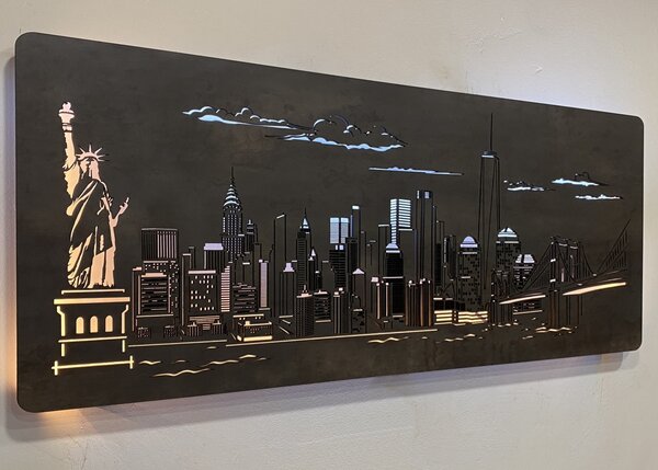 "New York" světelný obraz 230V 120x50cm provedení povrchu: dub světlý