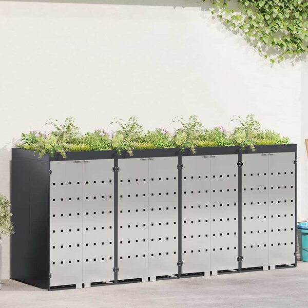 Úložný box na 3 popelnice Ocel Antracit