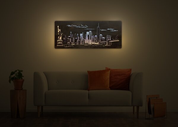"New York" světelný obraz 230V 120x50cm provedení povrchu: dub světlý