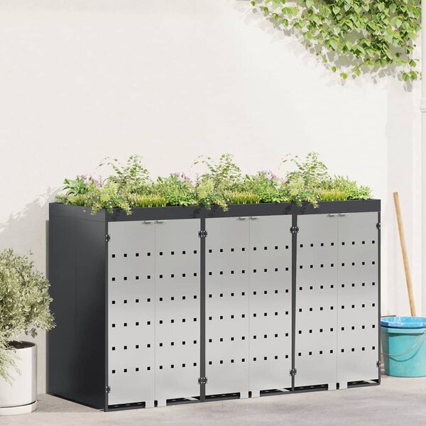 Úložný box na 3 popelnice Ocel Antracit