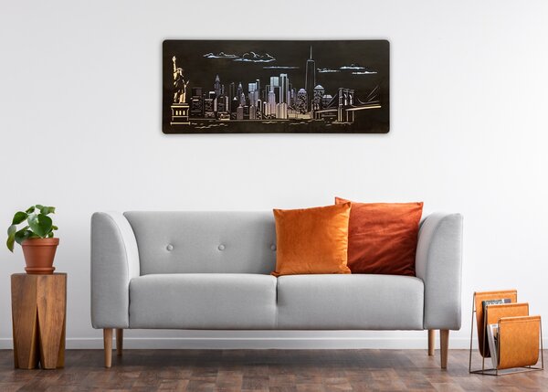 "New York" světelný obraz 230V 120x50cm provedení povrchu: dub světlý