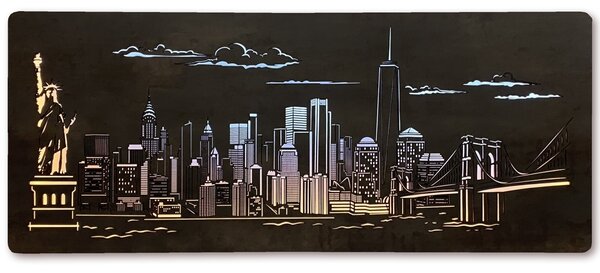 "New York" světelný obraz s baterií 120x50cm varianta: ovládání na obraze bez dálkového ovladače, provedení: dub B