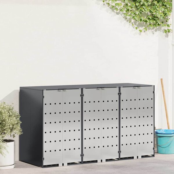 Úložný box na 3 popelnice Ocel Antracit