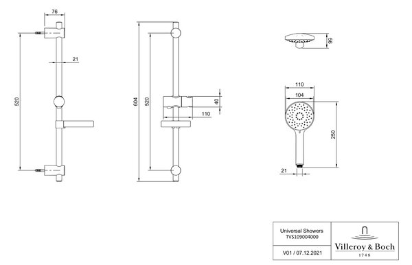 Villeroy & Boch Universal Showers sprchová sada na stěnu chrom TVS10900400061