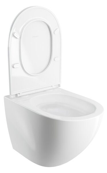 Omnires Ottawa wc mísa se sedátkem s pomalým sklápěním závěsná bez splachovacího kruhu s vírovým splachováním bílá lesk OTTAWACSPMWBP