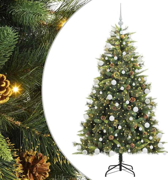 Umělý sklopný vánoční stromeček s kužely Zelená 180 cm 3395092