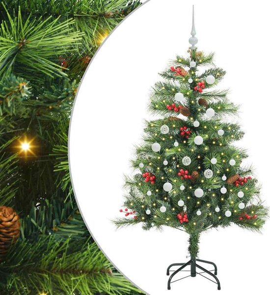 Umělý vánoční stromeček 150 LED Teplá bílá PVC a kov Zelená 3395128