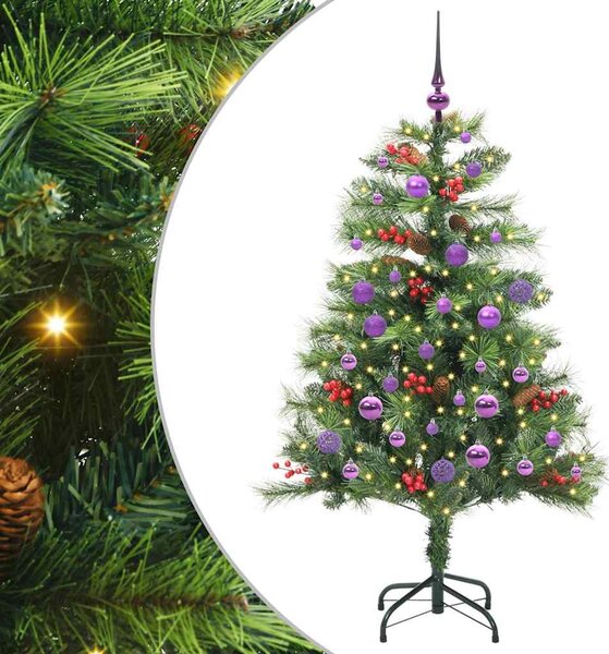 Umělý vánoční stromeček 150 LED Teplá bílá PVC a kov Zelená 3395131