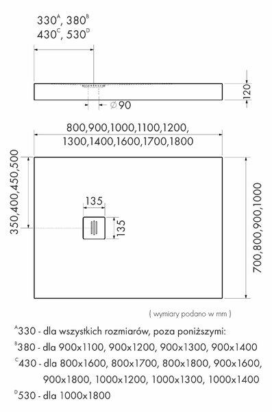 Schedline Nonlimits Black Stone obdélníková sprchová vanička 140x90 cm černá 3ST.N1P-90140/C/ST-M1/C/ST