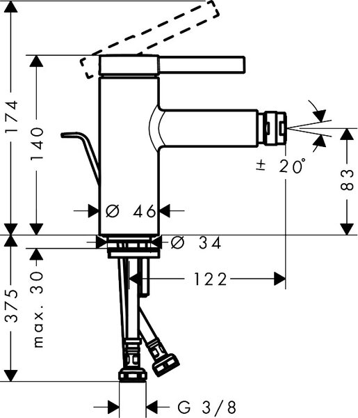 Hansgrohe Zesis S - Bidetová baterie s odtokovou soupravou, chrom 74200000