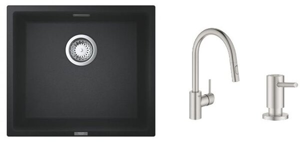 Sada kuchyňská baterie Grohe Concetto 31483DC2, granitový dřez Grohe K700 31653AP0, 40535DC0