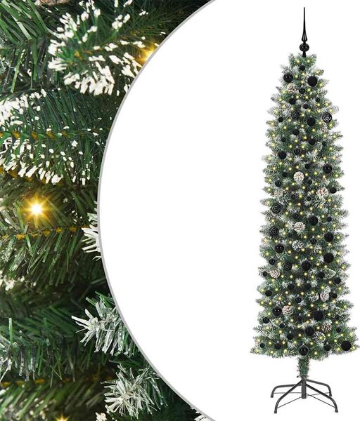 Umělý štíhlý vánoční strom Zelená a bílá 210 cm 3395306