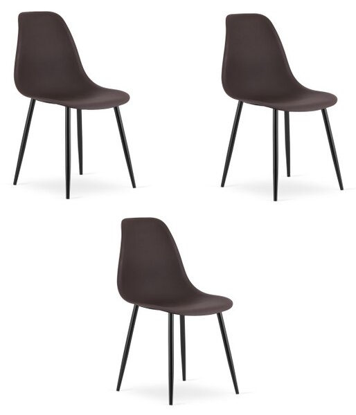 Set tří jídelních židlí WAT tmavě hnědý - černé nohy (3 ks)