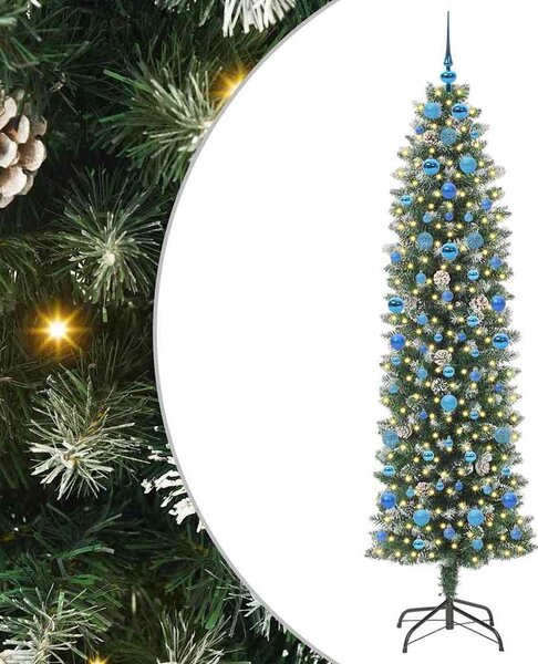 Umělý štíhlý vánoční strom Zelená a bílá 210 cm 3395312