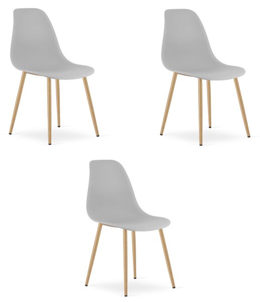 Set tří jídelních židlí WAT šedý - naturální nohy (3 ks)