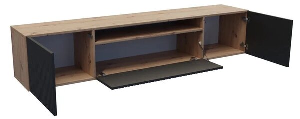 Závěsný televizní stolek RTV Remo 200 cm Černá - Dub artisan