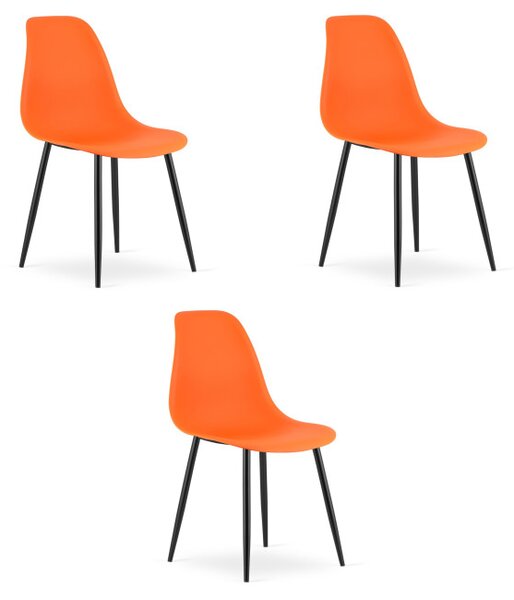 Set tří jídelních židlí WAT oranžový - černé nohy (3 ks)