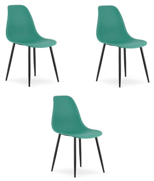 Set tří jídelních židlí WAT zelený - černé nohy (3 ks)
