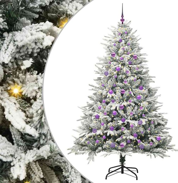 Umělý přednažený vánoční stromek se soupravou koulí Zelená 3395412