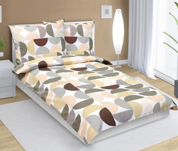 Bellatex Povlečení bavlněné Půlkruh Hnědá rozměr 140x200, 70x90 cm