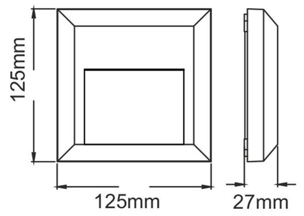 ACA Lighting LED venkovní nástěnné svítidlo hranaté rezavá 230V AC IP65 1.5W 3000K 100LM RA80 SLIM52NR