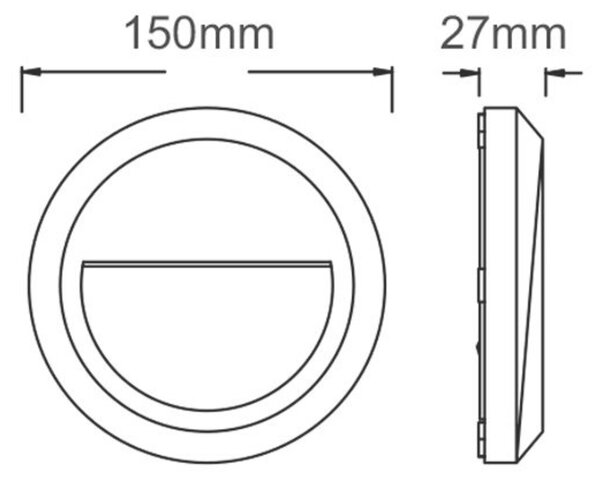 ACA Lighting LED venkovní nástěnné svítidlo kulaté šedá 230V AC IP65 1.5W 3000K 100LM RA80 SLIM02N