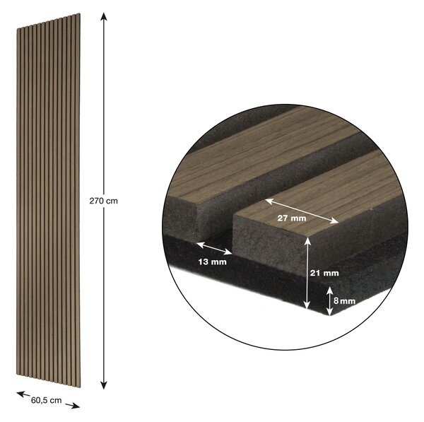 Horve Akustický panel 2700 x 605 mm - dub kouřový