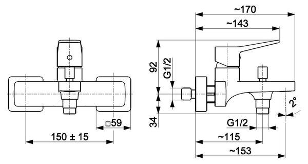 KFA Armatura Malaga Rose Gold vanová baterie na stěnu || 4524-010-34