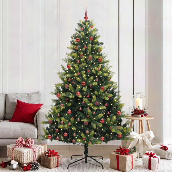 Umělý skládací vánoční stromeček 300 LED Zelená 210 cm PVC a PE 3396000