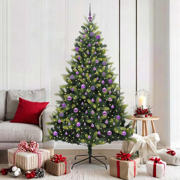 Umělý skládací vánoční stromeček 300 LED Zelená 180 cm PVC a PE 3395997