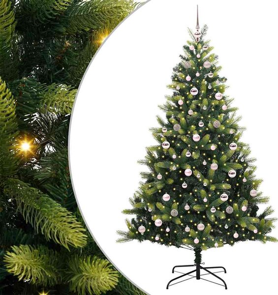 Umělý skládací vánoční stromeček 300 LED Zelená 210 cm PVC a PE 3396002