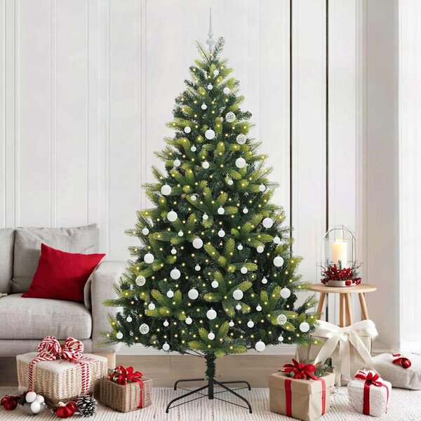Umělý skládací vánoční stromeček 300 LED Zelená 210 cm PVC a PE 3396003