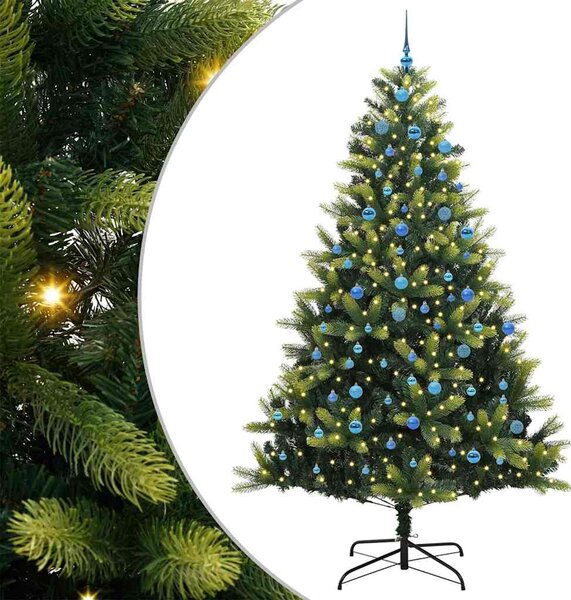 Umělý skládací vánoční stromeček 300 LED Zelená 240 cm PVC a PE 3396016