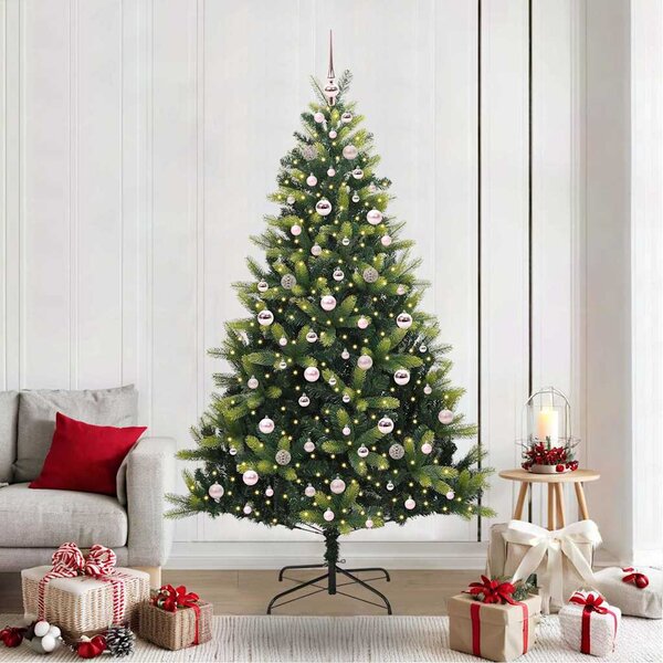 Umělý skládací vánoční stromeček 300 LED Zelená 210 cm PVC a PE 3396002