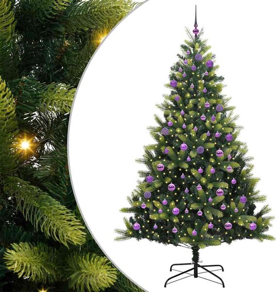 Umělý skládací vánoční stromeček 300 LED Zelená 240 cm PVC a PE 3396015