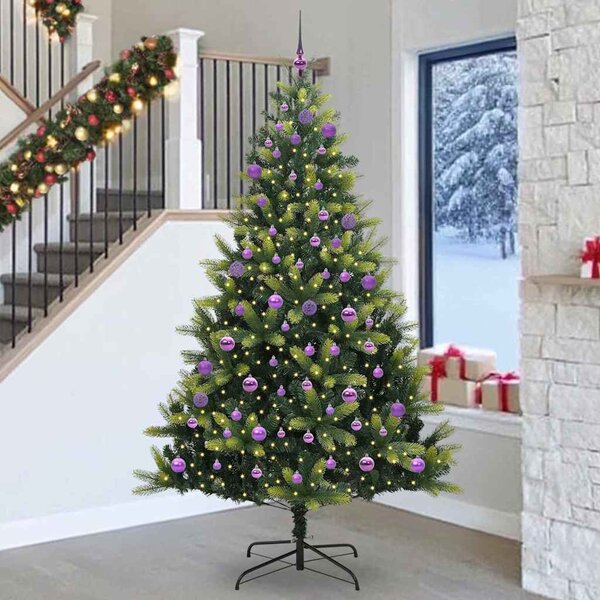 Umělý skládací vánoční stromeček 300 LED Zelená 240 cm PVC a PE 3396015