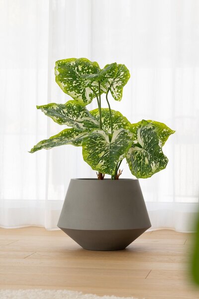 Kulatý květináč BERBELIT, sklolaminát, výška 30 cm, šedý