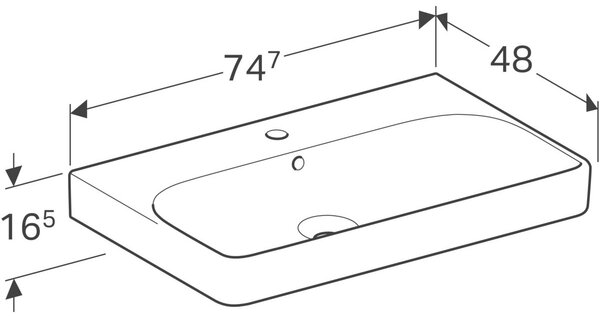 Geberit Smyle Square umyvadlo 75x48 cm obdélníkový nábytkový-na pult bílá 500.249.01.1
