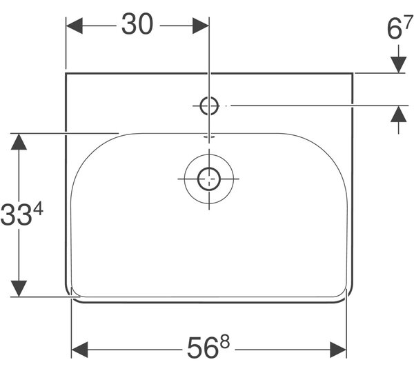 Geberit Smyle Square umyvadlo 60x48 cm obdélníkový klasický-nábytkový-zápustný bílá 500.229.01.1