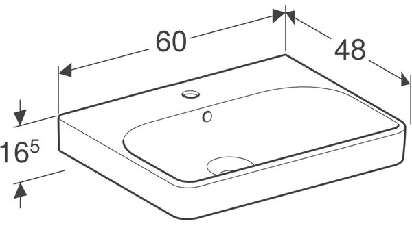 Geberit Smyle Square umyvadlo 60x48 cm obdélníkový klasický-nábytkový-zápustný bílá 500.229.01.1
