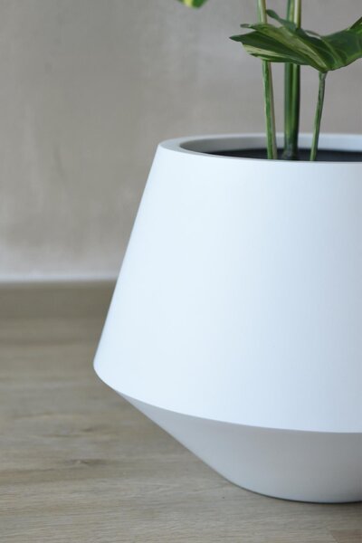 Kulatý květináč BERBELIT, sklolaminát, výška 30 cm, bílý