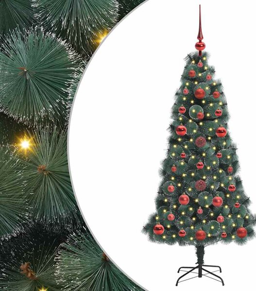 Umělý přednažený vánoční stromek se soupravou koulí Zelená PET 3396141