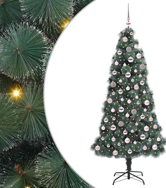 Umělý předsvícený vánoční stromeček se sadou koulí Zelená PET 3396168
