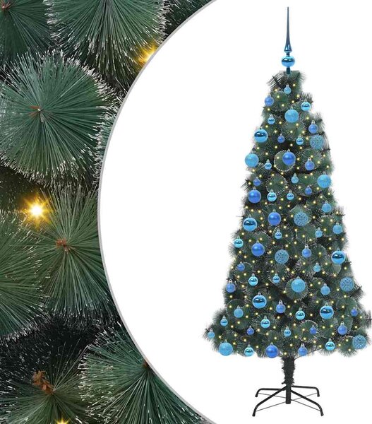 Umělý Vánoční Stromek s Osvětlením a Sada Míčků Zelená 180 cm 3396173
