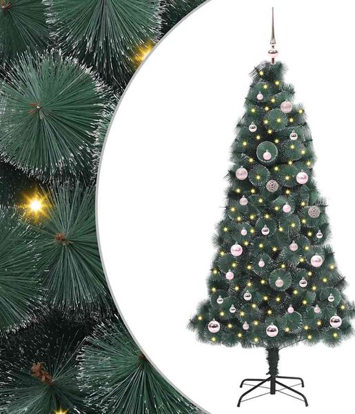 Umělý předsvícený vánoční stromeček se sadou kouliček Zelená 3396155