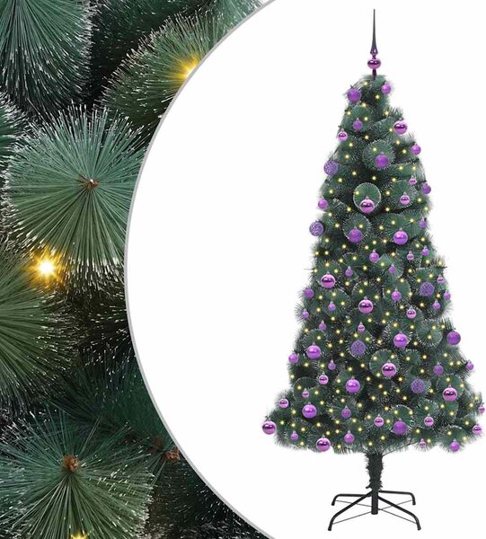 Umělý předem osvětlený vánoční stromek se sadou koulí Zelená 3396184
