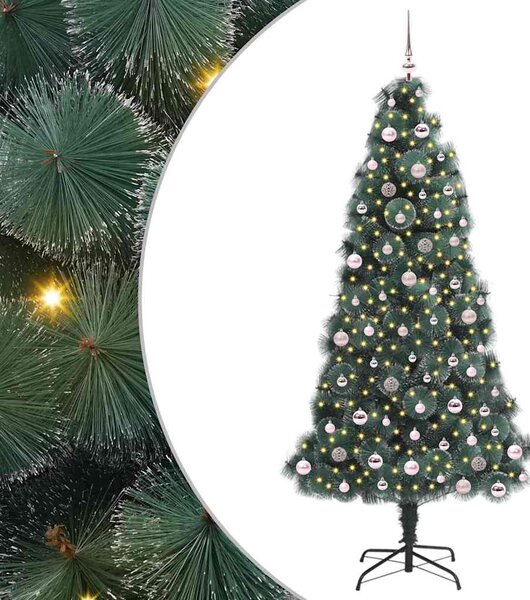 Umělý předsvícený vánoční stromek se sadou koulí Zelená 240 cm 3396192